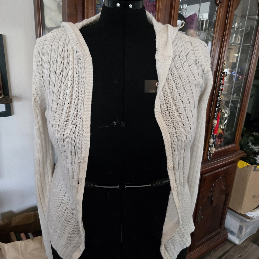 Arizona Jean Company Cream Hooded Cardigan